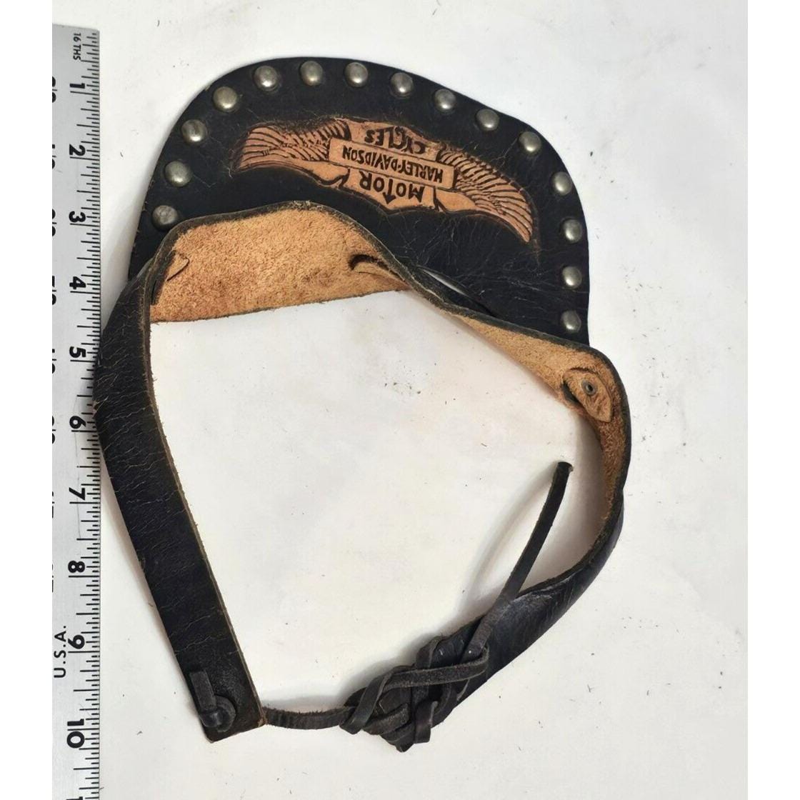 VINTAGE HARLEY DAVIDSON Motorcycle Lether Visor Studded  display picture 3