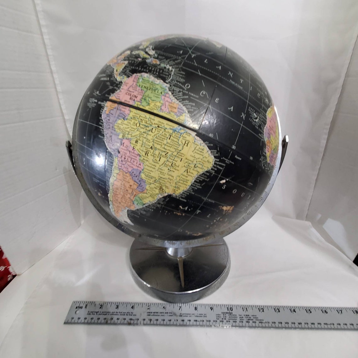 VINTAGE BLACK WORLD Globe Replogle Globe Mid Century Modern | Etsy
