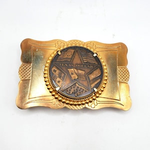VINTAGE TEXAS DOLLAR Belt Buckle Texas Flags Collectible Vintage Accessories
