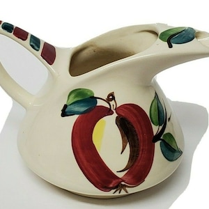 VINTAGE PURINTON SLIP Ware Pottery Pitcher Apple Design Antique Collectible Pottery Farm House Décor