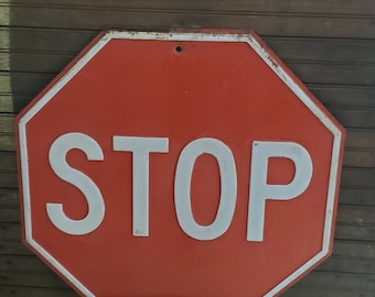 Stop Sign Retired Vintage Embossed Steel Street Sign - Etsy