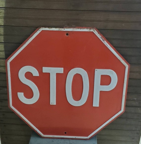 VINTAGE STOP SIGN Embossed Letters Collectible