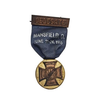 1883 USA CIVIL WAR Woman's Relief Corps Old Ribbon & Medal Delegate Mansfield Ohio Collectible Memorabilia