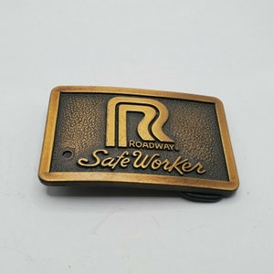 VINTAGE ROADWAY BELT Buckle Truckers Safe Worker Collectible Vintage Accessories Estate Jewelry image 7