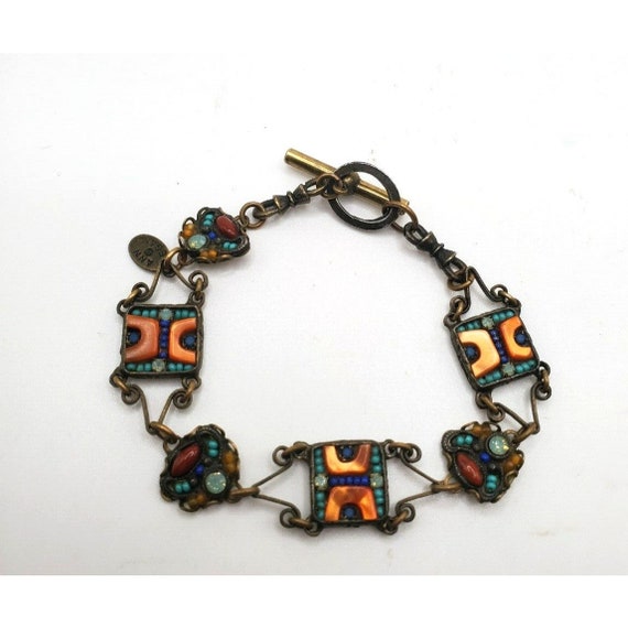 ANTIQUE DESIGNER ANN Egan Bracelet Artisan Toggel… - image 8