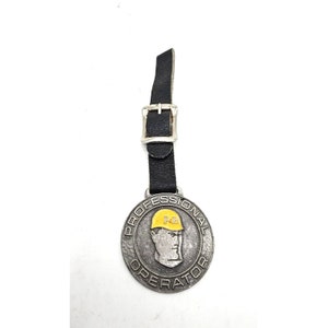 ANTIQUE PROFESSIONAL OPERATOR Fob P&H Cranes Excavators Harnischfeger Hard Hat Pocket Watch Fob Collectible Memorabilia