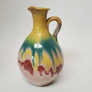 VINTAGE STUDIO ART Pottery Vase Drip Glaze Collectible Handcrafted Art Pottery