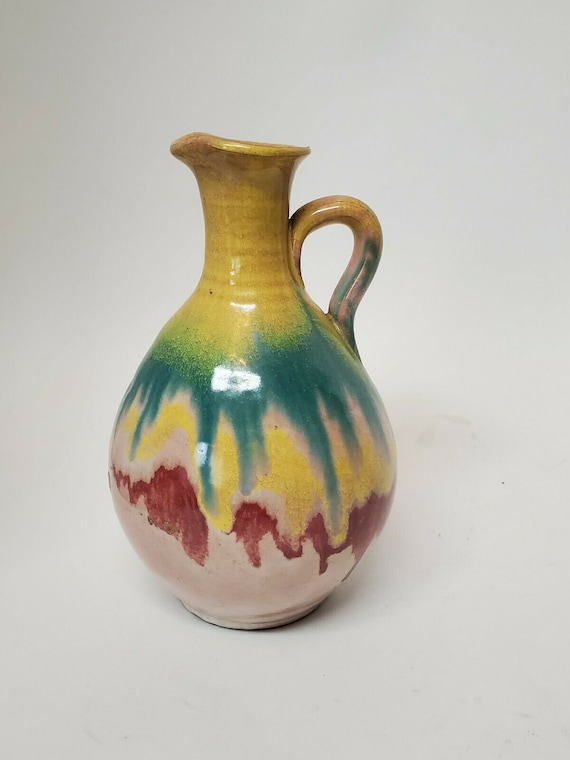 VINTAGE STUDIO ART Pottery Vase Drip Glaze Collectible | Etsy