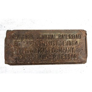 ANTIQUE NEW YORK Central Railroad Cast Iron Trust Plate R R Train