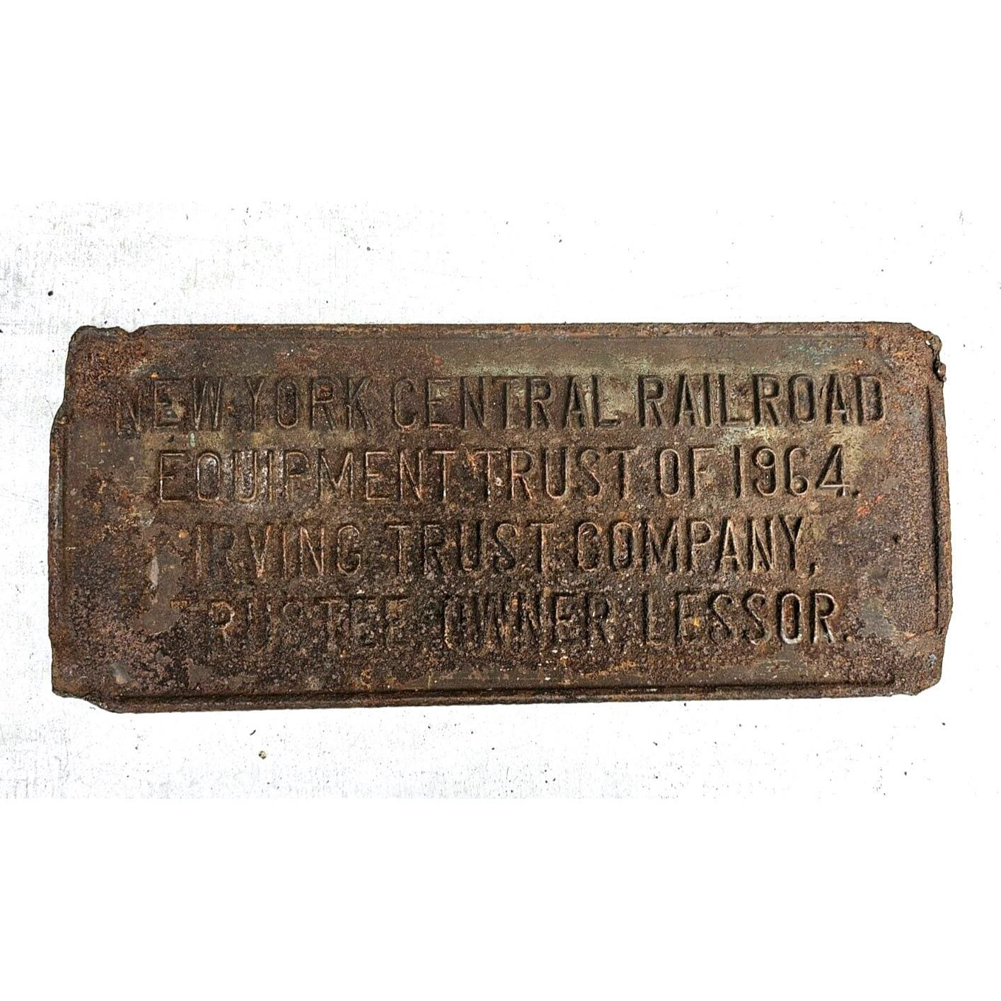 ANTIQUE NEW YORK Central Railroad Cast Iron Trust Plate R R Train