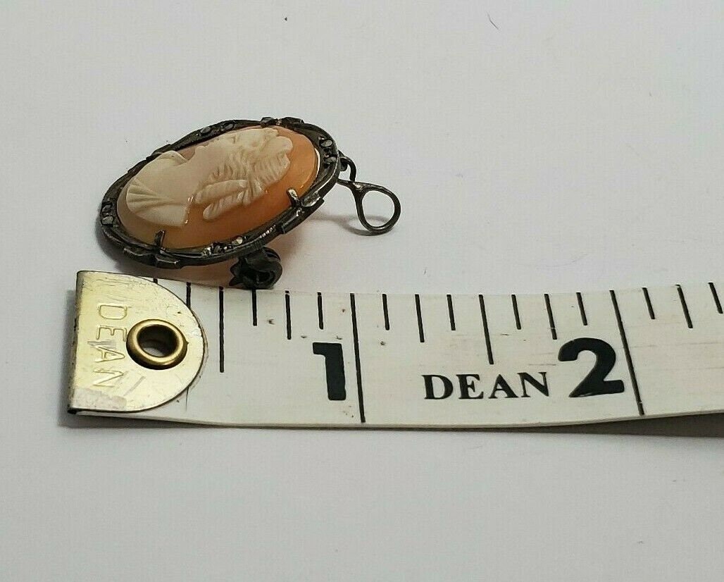 VINTAGE CARVED CAMEO 800 Silver Pin Pendant Antique Jewelry - Etsy
