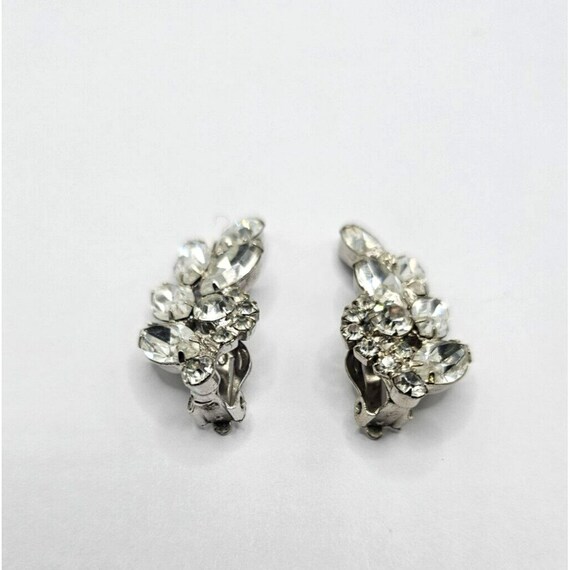 ANTIQUE CLEAR RHINESTONES Earrings Vintage Clip O… - image 10