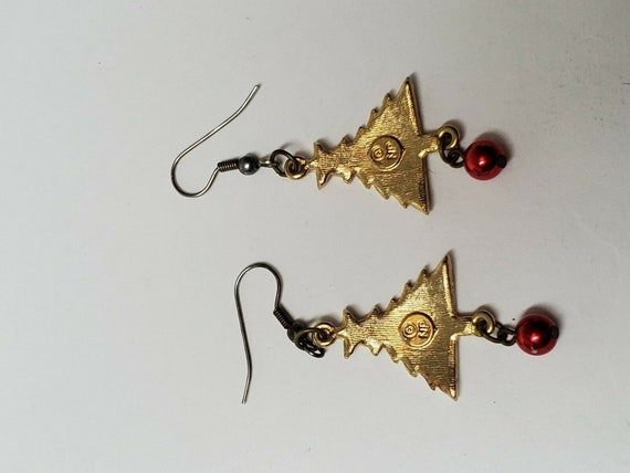 VINTAGE CHRISTMAS TREE Earrings Signed N P Antiqu… - image 8