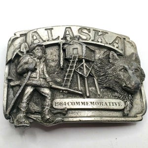 VINTAGE ALASKA BELT Buckle 1984 Commemorative 3D Wolf Head Limited Edition Siskiyou Buckles Collectible Buckle Estate