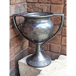 RARE GOLF TROPHY Cup 1920 Large Golf Illustrated Trophy Cup Double Handle Wony by A. C. Heisel 14&quot; Collectible Golfters Memorabilia