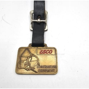 ANTIQUE ESCO POCKET Watch Fob Construction Equipment Pocket Watch Fob Keychain Double Sided Collectible Memorabilia