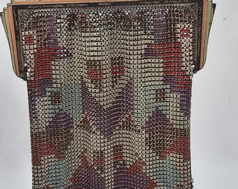 VINTAGE WHITING and  DAVIS Mesh Purse Art Deco Elasah
