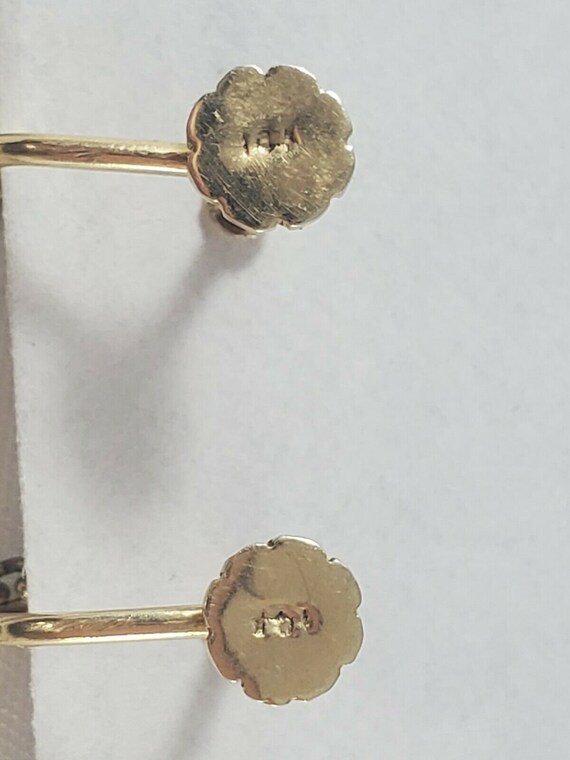 VINTAGE EARRINGS 14K GOLD Earrings with Jade Colo… - image 2