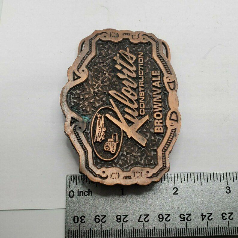 VINTAGE KULOVITS CONSTRUCTION Brownvale Belt Buckle Collectible Vintage ...