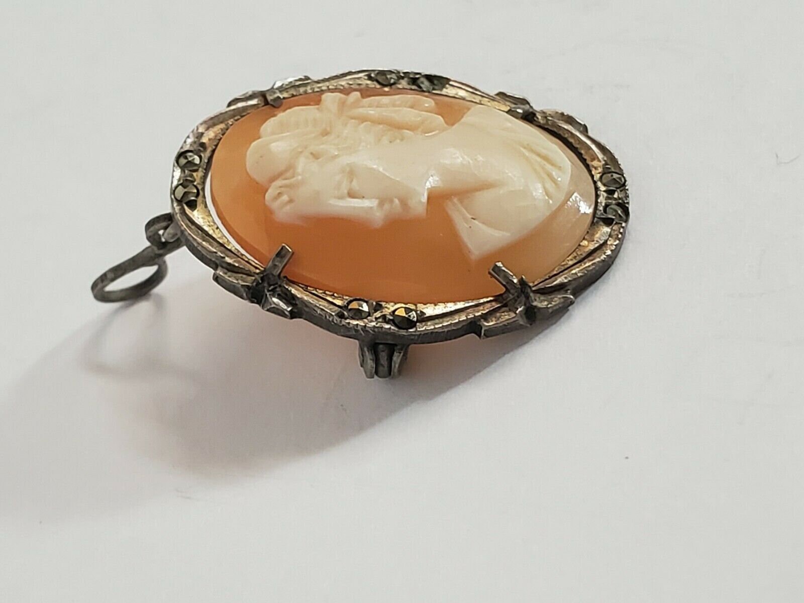 VINTAGE CARVED CAMEO 800 Silver Pin Pendant Antique Jewelry - Etsy