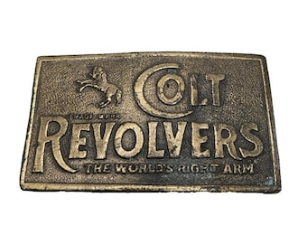 VINTAGE BELT BUCKLE Colt Revolvers The World's Right Arm Men's Buckle Collectible Memorabilia