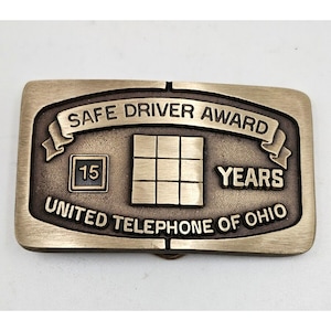 ANTIQUE UNITED TELEPHONE Of Ohio Belt Buckle Safe Driver Awawrd  15 Year Guy Huey Collectible Memorabilia