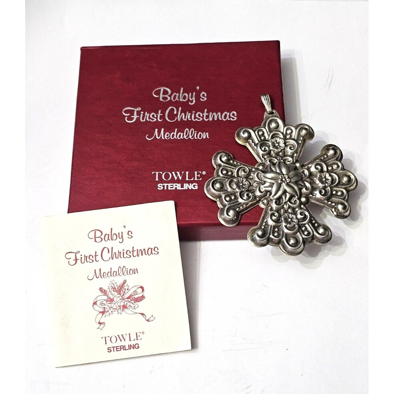 BABY S FIRST CHRISTMAS Sterling Holiday Cross Ornament Towle