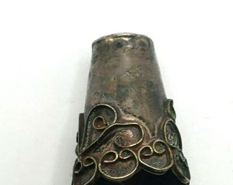 VINTAGE SILVER THIMBLE Ornate Design Antique Collectible Sewing Thimble