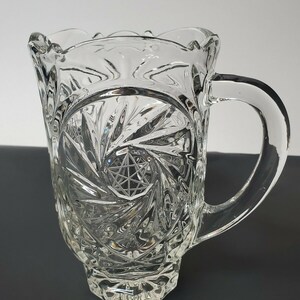 VINTAGE CUT CRYSTAL Water Pticher Intricate Designs Clear Antique Collectible Glassware Dinning Drinkware