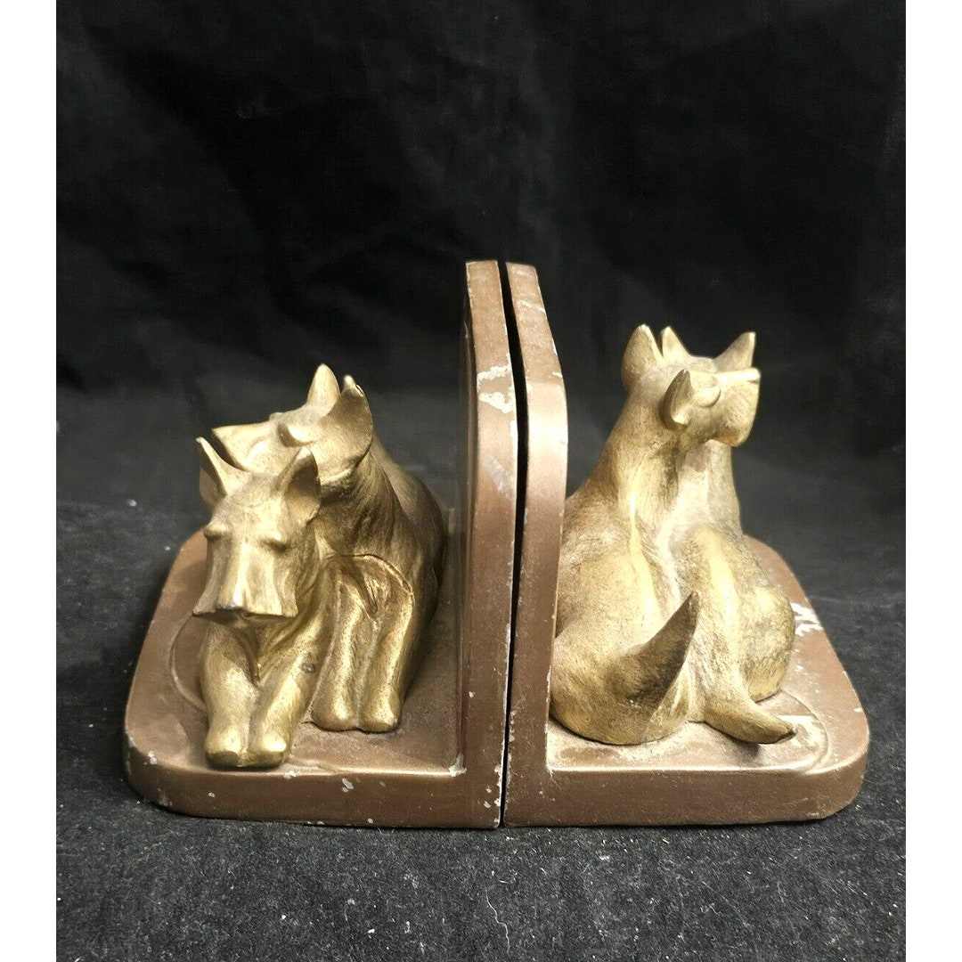 ANTIQUE FRANKART SCOTTY Dogs Bookends Brass Scottie Terrier Dogs