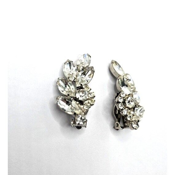 ANTIQUE CLEAR RHINESTONES Earrings Vintage Clip O… - image 8