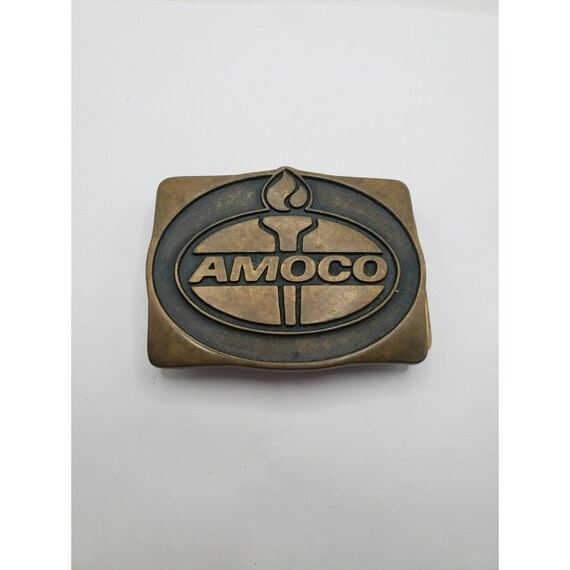 ANTIQUE AMOCO BELT Buckle Solid Brass Gas & Oil S… - image 10