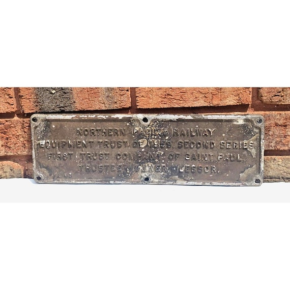 鉄道 駅 プレート レア アンティーク 年代もの ANTIQUE NORTHERN PACIFIC Railway Equipment Cast Iron Plaque Trust