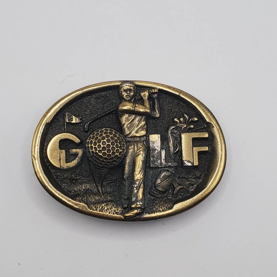 vintage belt buckle golf Gem