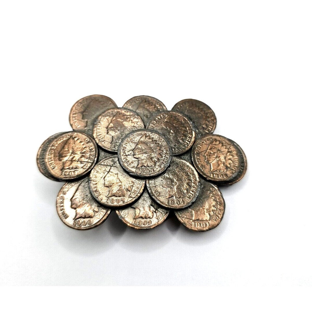 Vintage Copper Toned 1902 Indian Head Coin Belt Buckle Lot 2pc Western Accessory 1902 Indian Head Penny Coin Western Ornate Scroll Vintage  main image 3