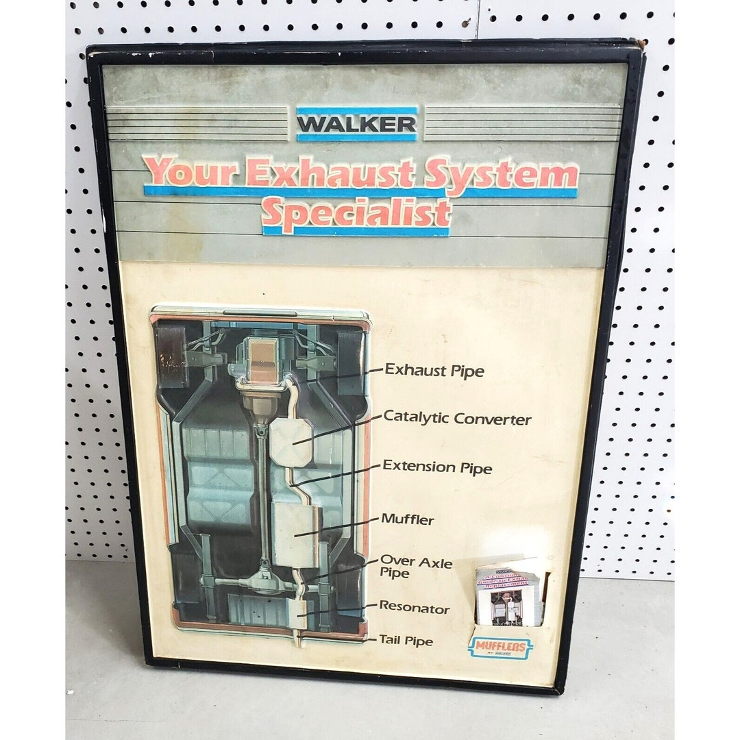 VINTAGE WALKER EXHAUST Advertising Display Sign Borad Collectible