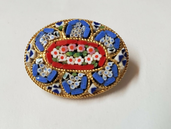 VINTAGE MOSAIC BROOCH Pin Antique Collectible Wed… - image 8