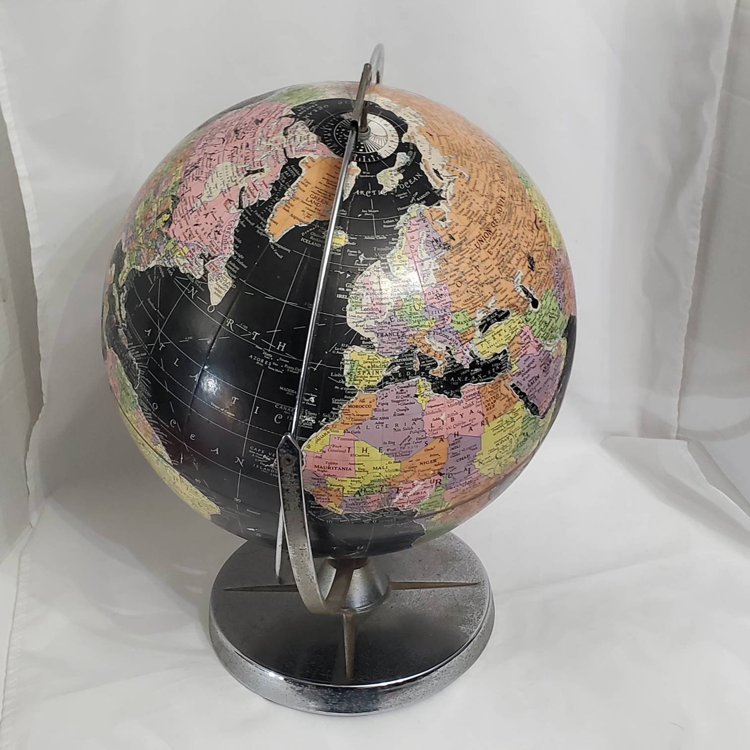 VINTAGE BLACK WORLD Globe Replogle Globe Mid Century Modern | Etsy