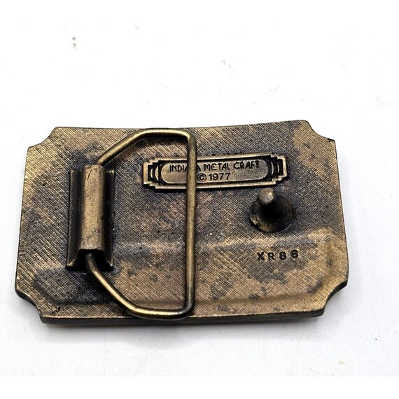 ANTIQUE BROWNING ELK & Rifle Brass Belt Buckle Hu… - image 9