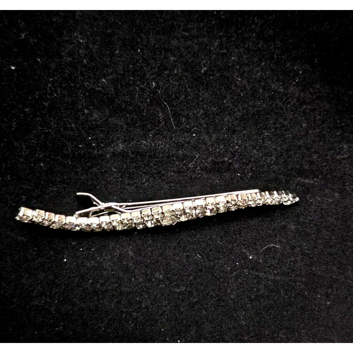 Vintage Signed Lady Ellen Crystal Rhinestone Hair Jewelry Barrette Clip ANTIQUE LADY ELLEN Rhinestone Barrette Hair Clip Silver  main image 4