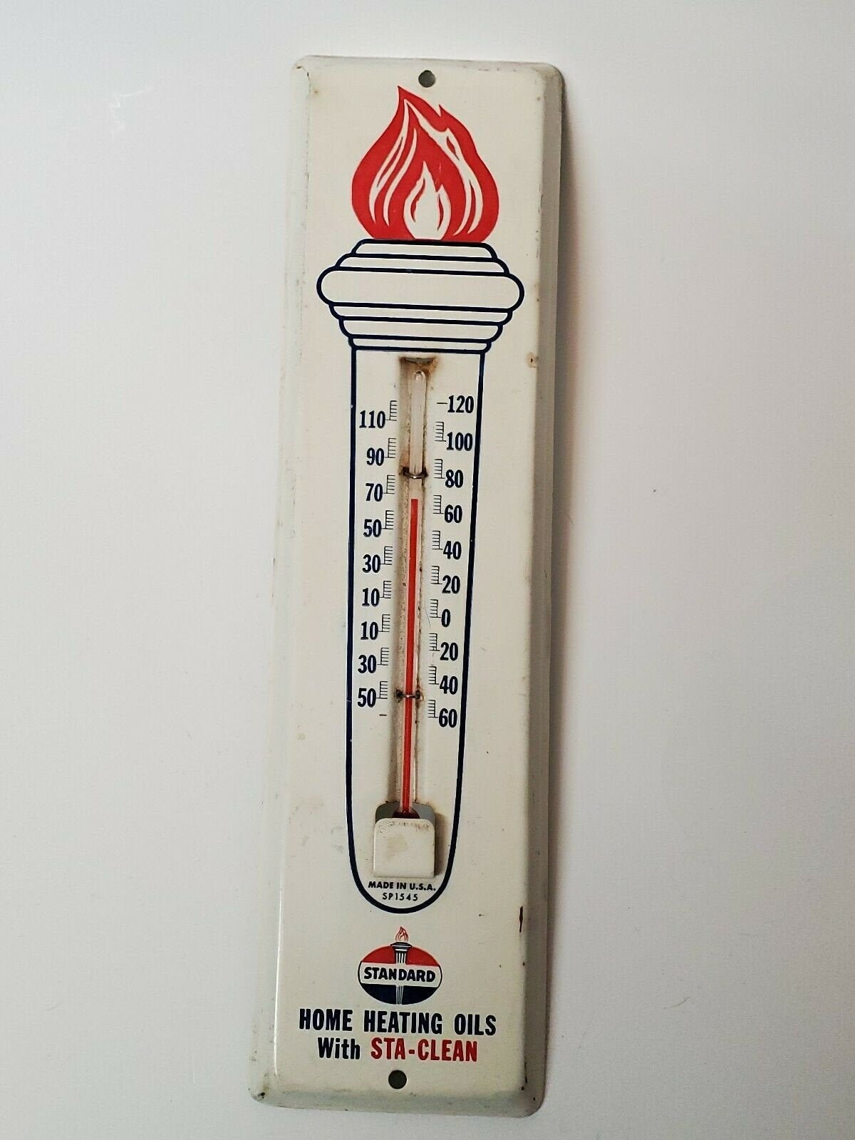 VINTAGE THERMOMETER STANDARD Oils Flame Torch Staclean Advertising