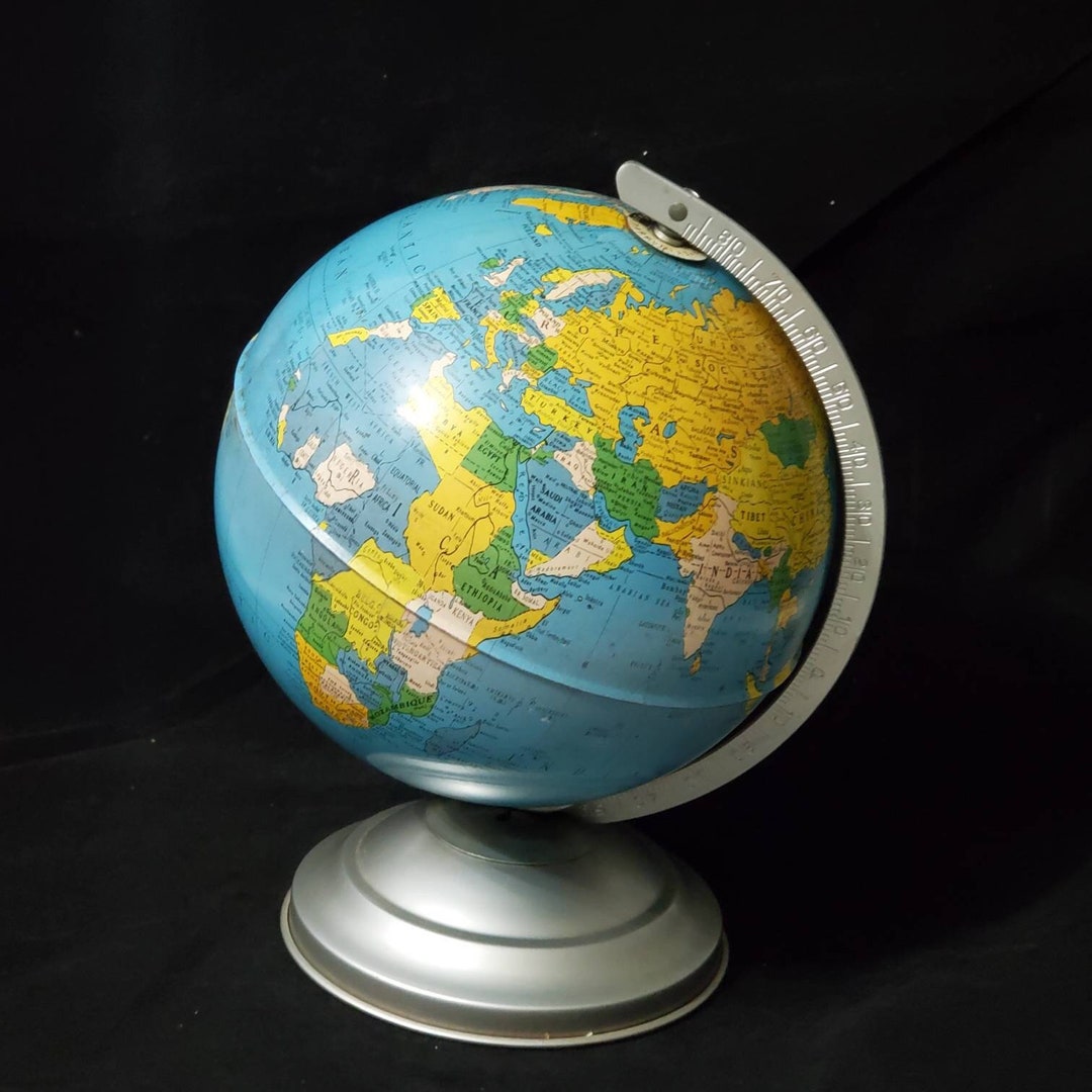 VINTAGE METAL WORLD Globe Replogle Globe Mid Century Simplified 8 ...