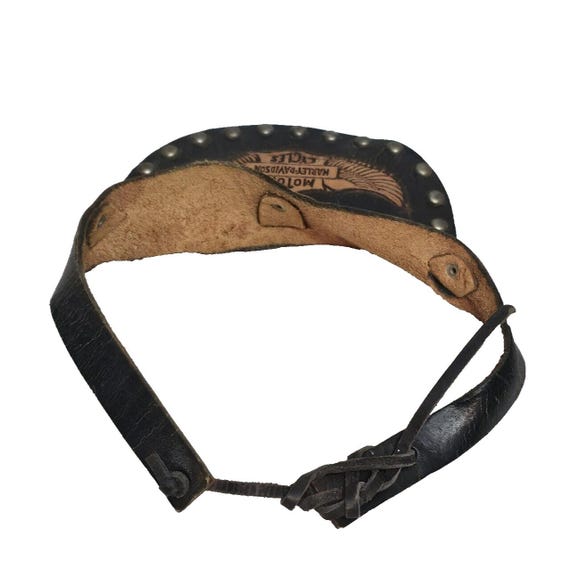 VINTAGE HARLEY DAVIDSON Motorcycle Lether Visor Studded  display picture 3
