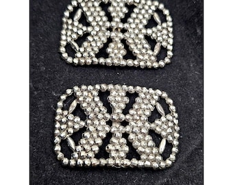 VINTAGE SILVER MARCASITE Shoe Clips Dress Belt Buckle Clips Made in France Estate Jewelry Wedding Jewelry Art Deco Collectible Memorabilia