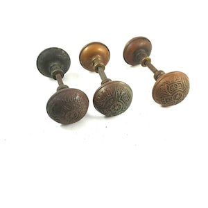VINTAGE VICTORIAN BRASS Door Knobs 3 Pairs Collectible Architectural Hardware Original Decorative Door Knobs Door Handle