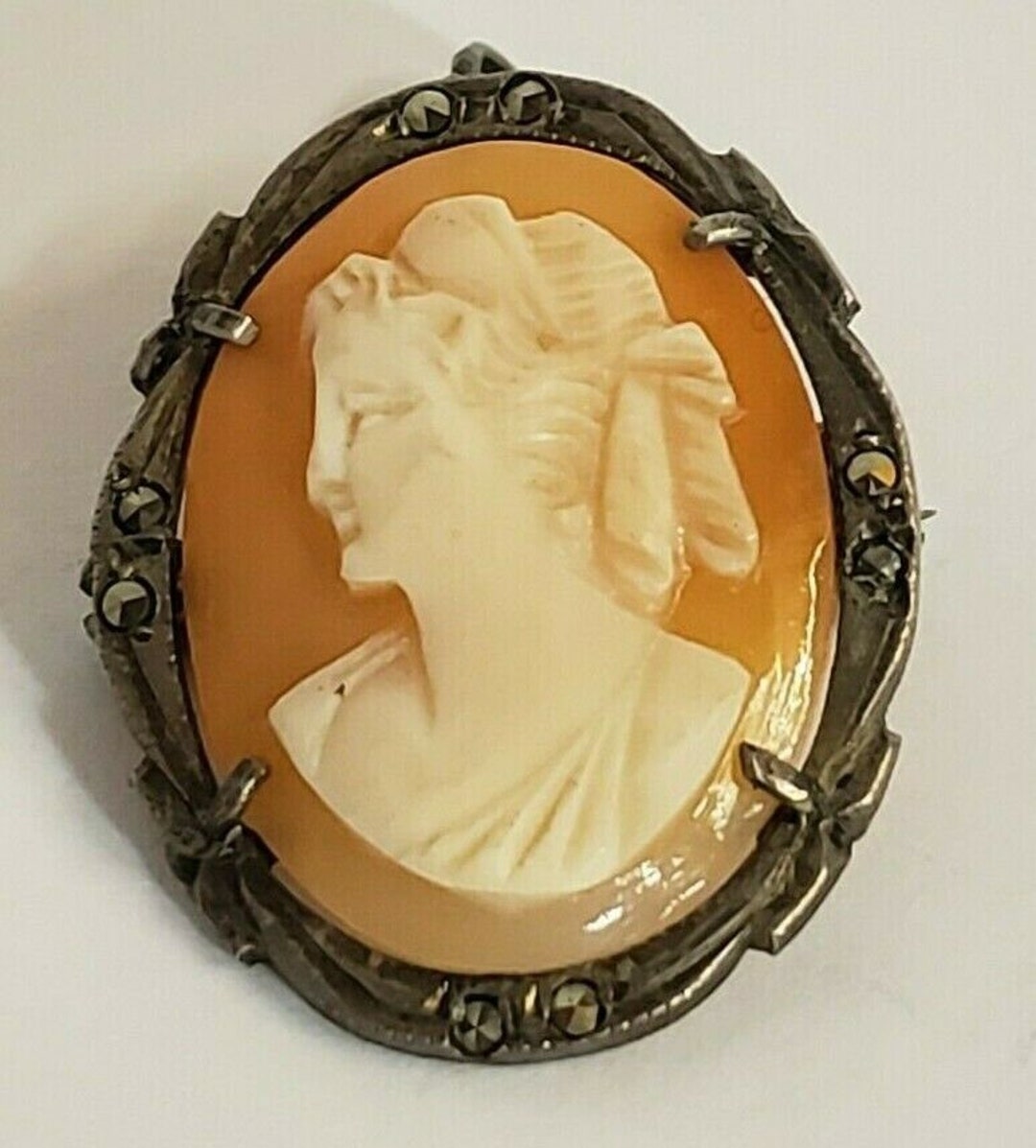 VINTAGE CARVED CAMEO 800 Silver Pin Pendant Antique Jewelry - Etsy