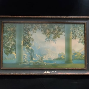 MAXFIELD PARRISH &quot;DAYBREAK&quot; Lithograph House of Art N.Y.  Print Antique Collectible Fine Art