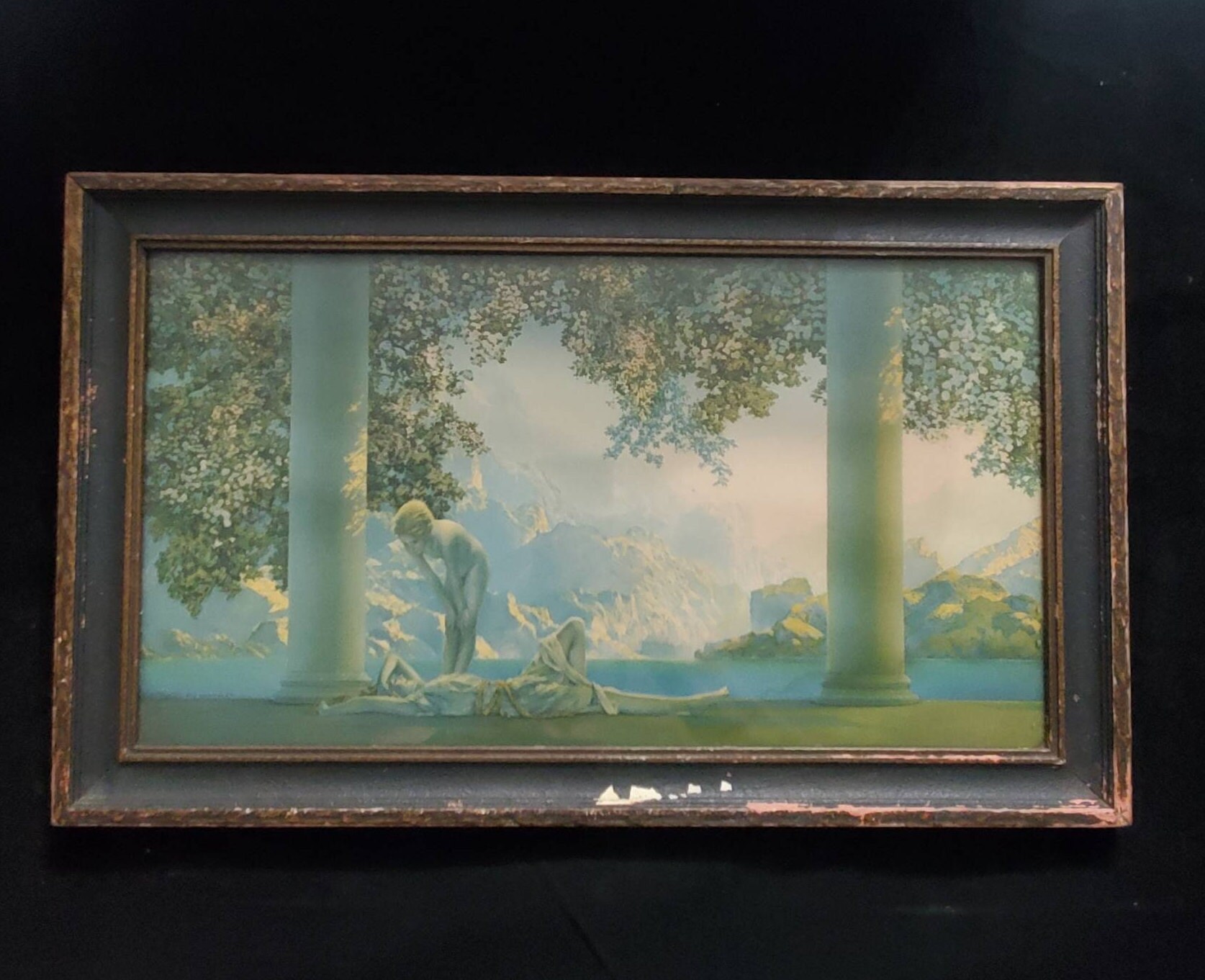 MAXFIELD PARRISH "DAYBREAK" Lithograph House of Art N.Y. Print Antique Collectible Fine Art