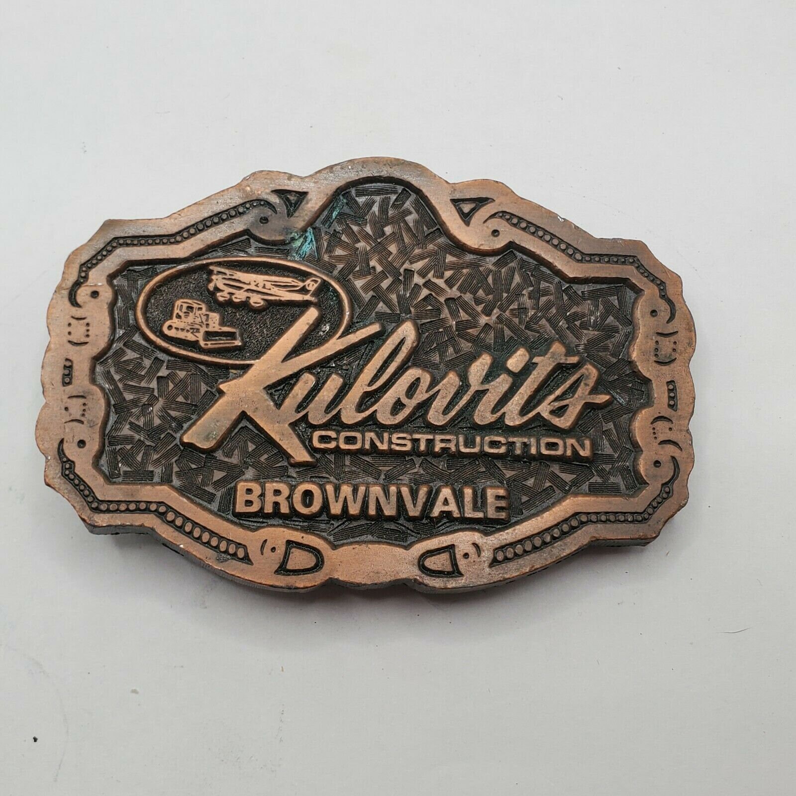 VINTAGE KULOVITS CONSTRUCTION Brownvale Belt Buckle Collectible Vintage ...