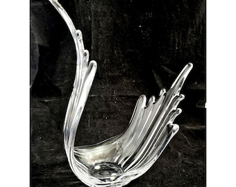 Vintage Cofrac Art Verrier French Crystal Sculptural Bowl